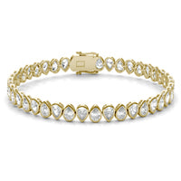6 1/3 CTW Pear Caydia Lab Grown Diamond Couture Bezel Set Alternating Bracelet 14K Yellow Gold