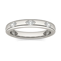 0.49 CTW DEW Marquise Forever One Moissanite Bezel Set Seven Stone Ring 14K White Gold