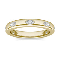 0.49 CTW DEW Marquise Forever One Moissanite Bezel Set Seven Stone Ring 14K Yellow Gold
