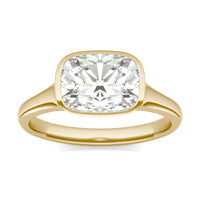 2.30 CTW DEW Elongated Cushion Forever One Moissanite Bezel Set Solitaire Ring 14K Yellow Gold