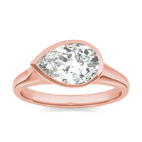 2.10 CTW DEW Pear Forever One Moissanite Bezel Set Solitaire Ring 14K Rose Gold