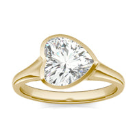 1.80 CTW DEW Heart Forever One Moissanite Bezel Set Solitaire Ring 14K Yellow Gold