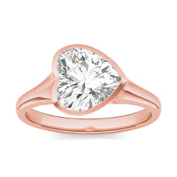 1.80 CTW DEW Heart Forever One Moissanite Bezel Set Solitaire Ring 14K Rose Gold