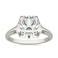 2.30 CTW DEW Elongated Cushion Forever One Moissanite Cathedral Solitaire Ring 14K White Gold