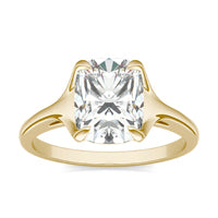 2.30 CTW DEW Elongated Cushion Forever One Moissanite Cathedral Solitaire Ring 14K Yellow Gold