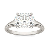 2.30 CTW DEW Elongated Cushion Forever One Moissanite Cathedral East-West Solitaire Ring 14K White Gold