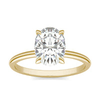 2.10 CTW DEW Oval Forever One Moissanite Classic Solitaire Ring 14K Yellow Gold