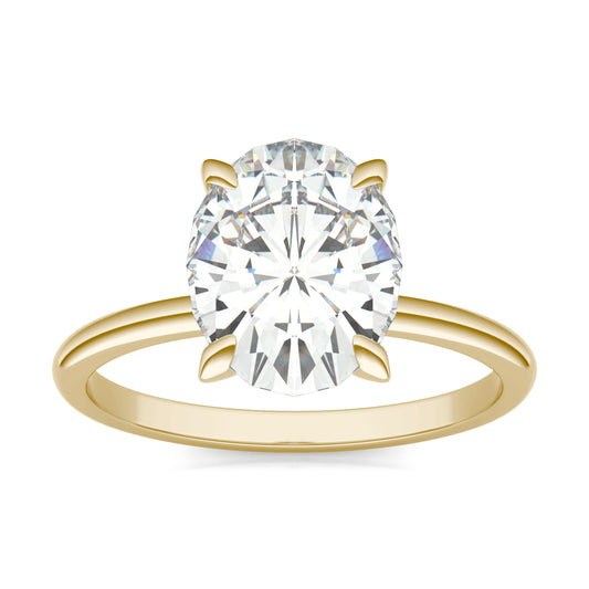 3.00 CTW DEW Oval Forever One Moissanite Classic Solitaire Ring 14K Yellow Gold, Ring Size 5.5