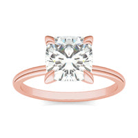 2 CTW Cushion Caydia Lab Grown Diamond Classic Solitaire Ring 14K Rose Gold