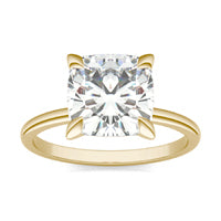 2.80 CTW DEW Cushion Forever One Moissanite Classic Solitaire Ring 14K Yellow Gold