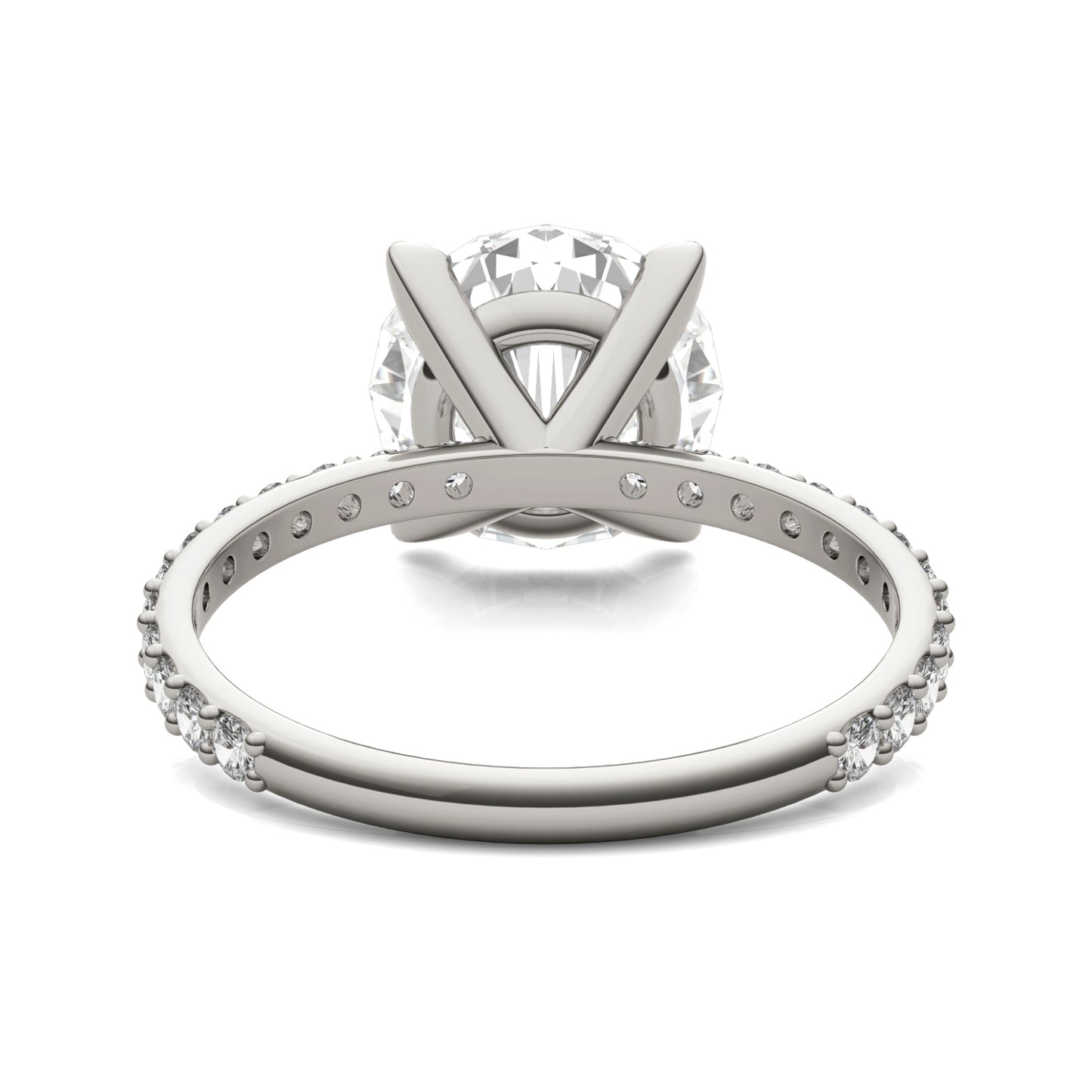 3.52 CTW DEW Round Forever One Moissanite Classic Solitaire with Side Accents Ring 14K White Gold
