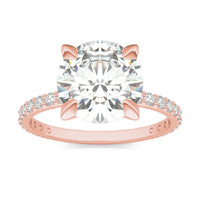 3.52 CTW DEW Round Forever One Moissanite Classic Solitaire with Side Accents Ring 14K Rose Gold