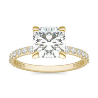2 2/5 CTW Cushion Caydia Lab Grown Diamond Classic Solitaire with Side Accents Ring 14K Yellow Gold