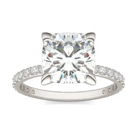 3 2/5 CTW Cushion Caydia Lab Grown Diamond Classic Solitaire with Side Accents Ring 14K White Gold