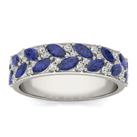 1/5 CTW Round Caydia Lab Grown Diamond Alternating Anniversary Ring 14K White Gold featuring Created Sapphire