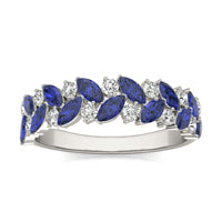 1/4 CTW Round Caydia Lab Grown Diamond Alternating Ring 14K White Gold featuring Created Sapphire