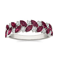 1/4 CTW Round Caydia Lab Grown Diamond Alternating Ring 14K White Gold featuring Created Ruby
