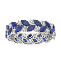 5/8 CTW Round Caydia Lab Grown Diamond Alternating Eternity Ring 14K White Gold featuring Created Sapphire