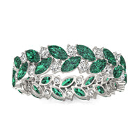 5/8 CTW Round Caydia Lab Grown Diamond Alternating Eternity Ring 14K White Gold featuring Created Emerald