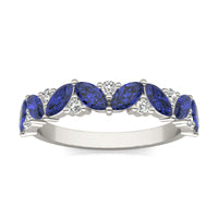 1/5 CTW Round Caydia Lab Grown Diamond Alternating Classic Ring 14K White Gold featuring Created Sapphire
