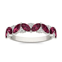 1/5 CTW Round Caydia Lab Grown Diamond Alternating Classic Ring 14K White Gold featuring Created Ruby