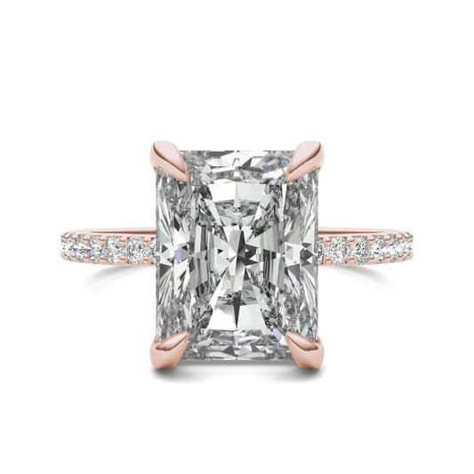 4 2/5 CTW Radiant Caydia Lab Grown Diamond Classic Solitaire with Side Accents Ring 14K Rose Gold