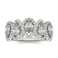 1 2/5 CTW Pear Caydia Lab Grown Diamond Couture Five Stone Halo Ring 14K White Gold