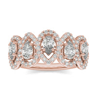 1 2/5 CTW Pear Caydia Lab Grown Diamond Couture Five Stone Halo Ring 14K Rose Gold