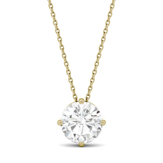 Caydia Lab Gown Diamond Round Brilliant Solitaire Pendant 14K Yellow Gold