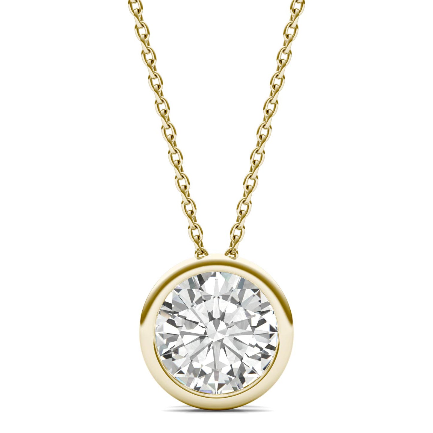 14K Yellow Gold 2.04CT LGD-G Round Brilliant Solitaire Bezel Pendant