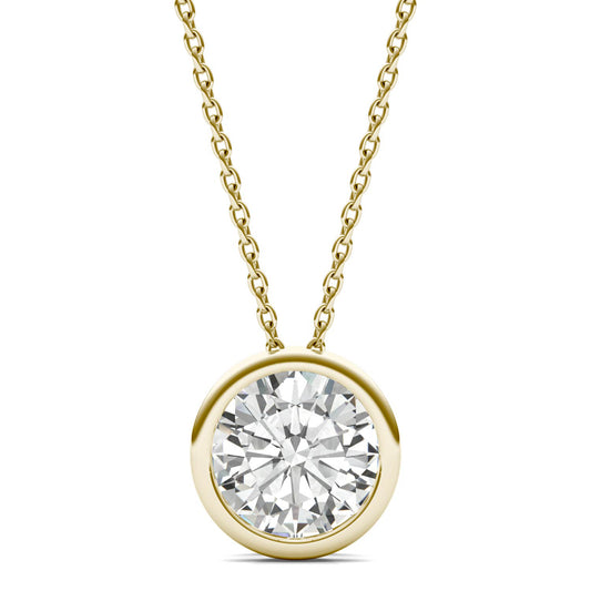 14K Yellow Gold 2.04CT LGD-G Round Brilliant Solitaire Bezel Pendant