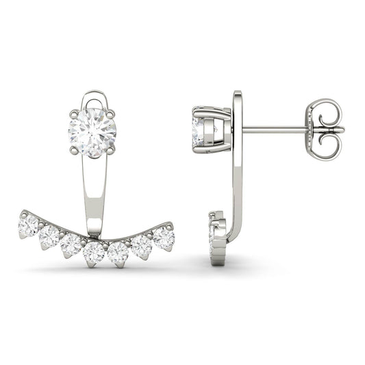 0.21 CTW DEW Round Moissanite Earring 14K White Gold