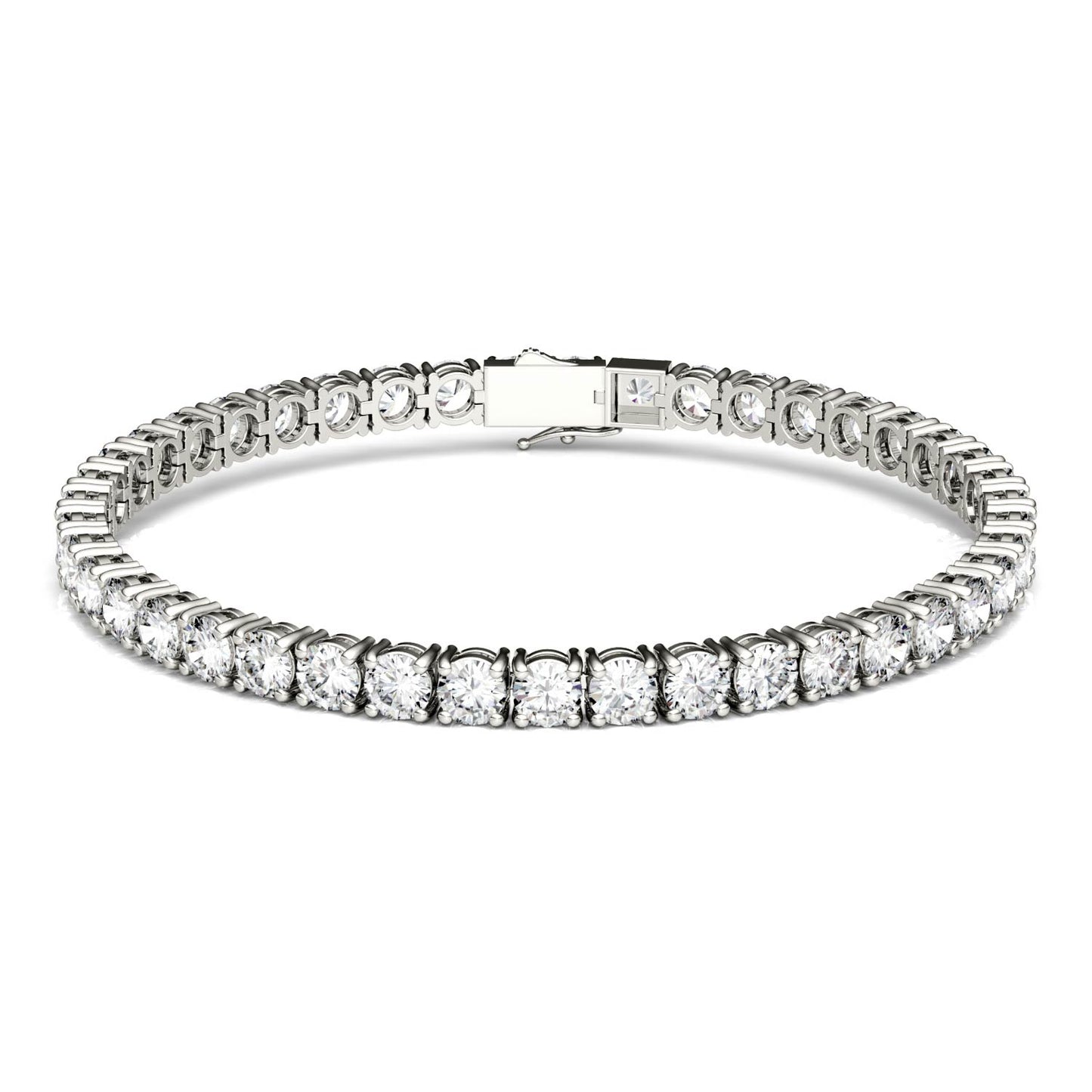 11.27 CTW DEW Round Moissanite Bracelet 14K White Gold