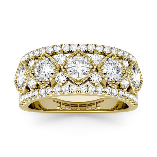**Special Order - Forever One 1.79CTW Round Moissanite Shared Prong Filigree Band in 14K Yellow gold, Ring Size 5.5