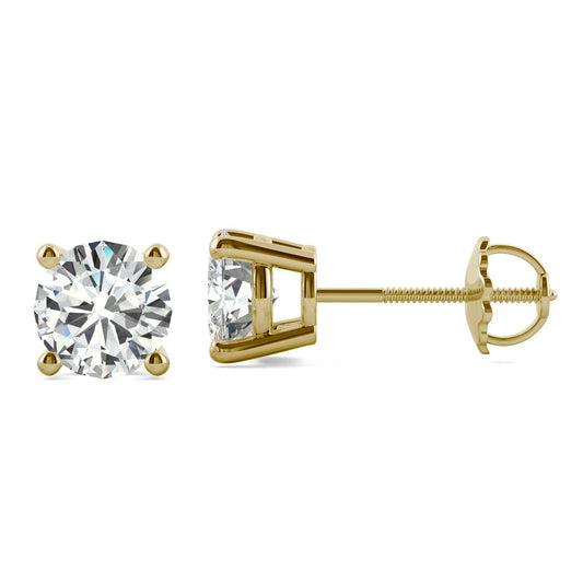 2.4 Ct. Tw. DEW Round Brilliant Four-Prong Basket Screw-Back Stud in 14K Yellow Gold