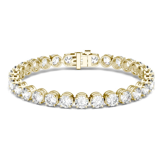 15.00 CTW DEW Round Forever One Moissanite Modern Tennis Bracelet in 14K Yellow Gold