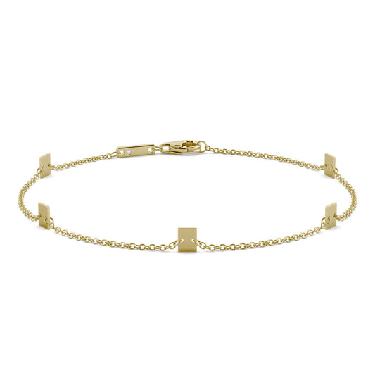 0.01 CTW DEW Round Moissanite Square Linked Bracelet 14K Yellow Gold