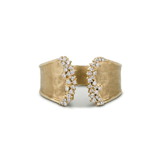 14K Yellow Gold Forever One Moissanite Open Fashion Band, Ring Size 7.0