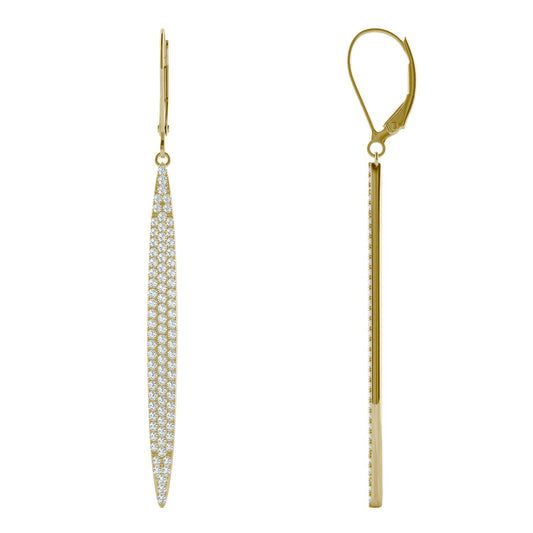 14K Yellow Gold Forever One Moissanite Pave Drop Earrings
