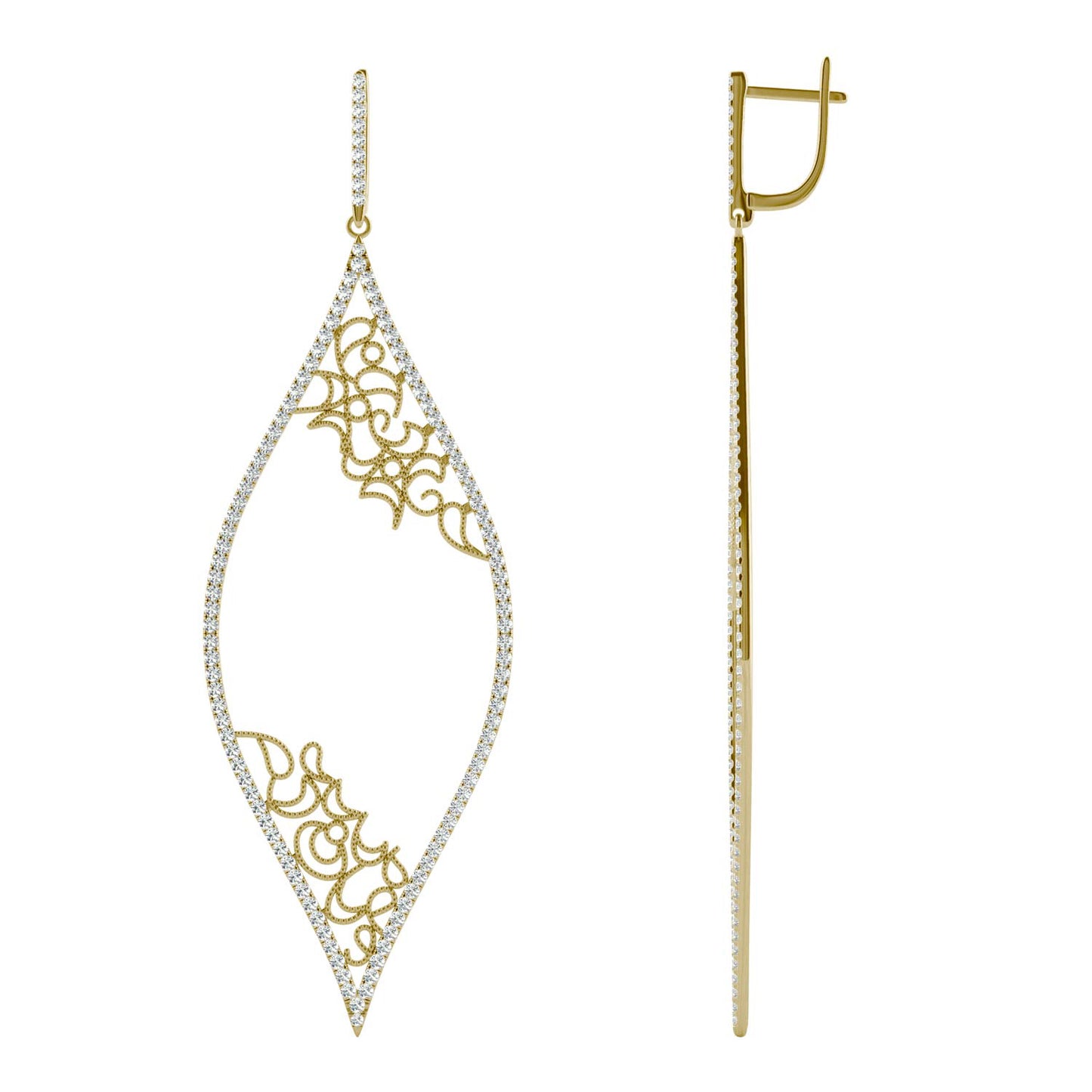 **Special Order - 14K Yellow Gold Forever One Moissanite Drop Leverback Earrings