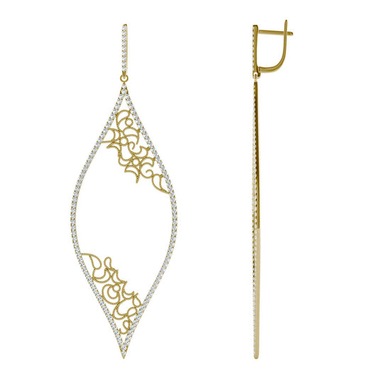 **Special Order - 14K Yellow Gold Forever One Moissanite Drop Leverback Earrings