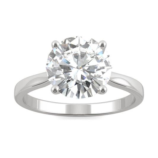 14K White Gold 2.40CT LGD-G Round Brilliant Cathedral Solitaire Ring Size 8.0