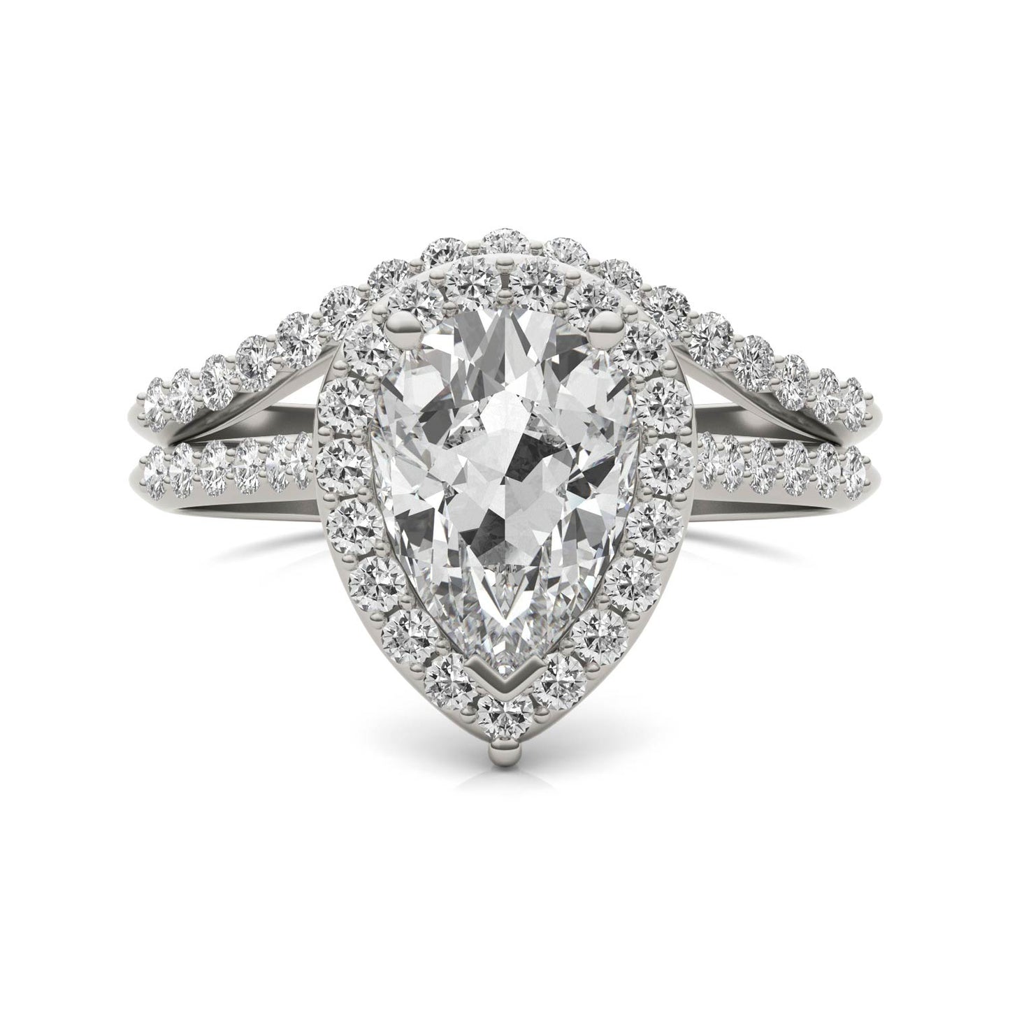 2.00 CTW DEW Pear Moissanite Ring PT950 White Platinum