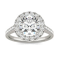 2.48 CTW DEW Round Forever One Moissanite Halo Engagement Ring 14K White Gold
