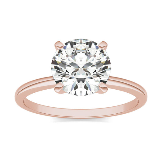 2 CTW Round Caydia Lab Grown Diamond Solitaire Engagement Ring 14K Rose Gold