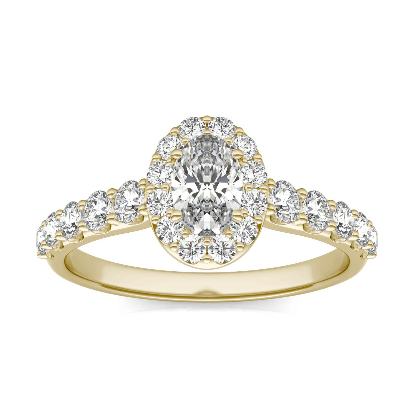 1 1/6 CTW Oval Caydia Lab Grown Diamond Shared Prong Halo Engagement Ring 14K Yellow Gold