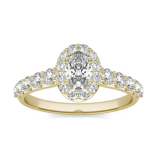 1 1/6 CTW Oval Caydia Lab Grown Diamond Shared Prong Halo Engagement Ring 14K Yellow Gold