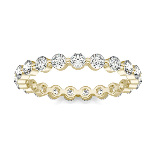 **Special Order - Round Brilliant Single Prong Eternity Band (1 ct. tw.) Forever One Moissanite, 14K Yellow Gold, Ring Size 5.5