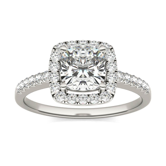 1 1/3 CTW Cushion Caydia Lab Grown Diamond Halo Engagement Ring 14K White Gold
