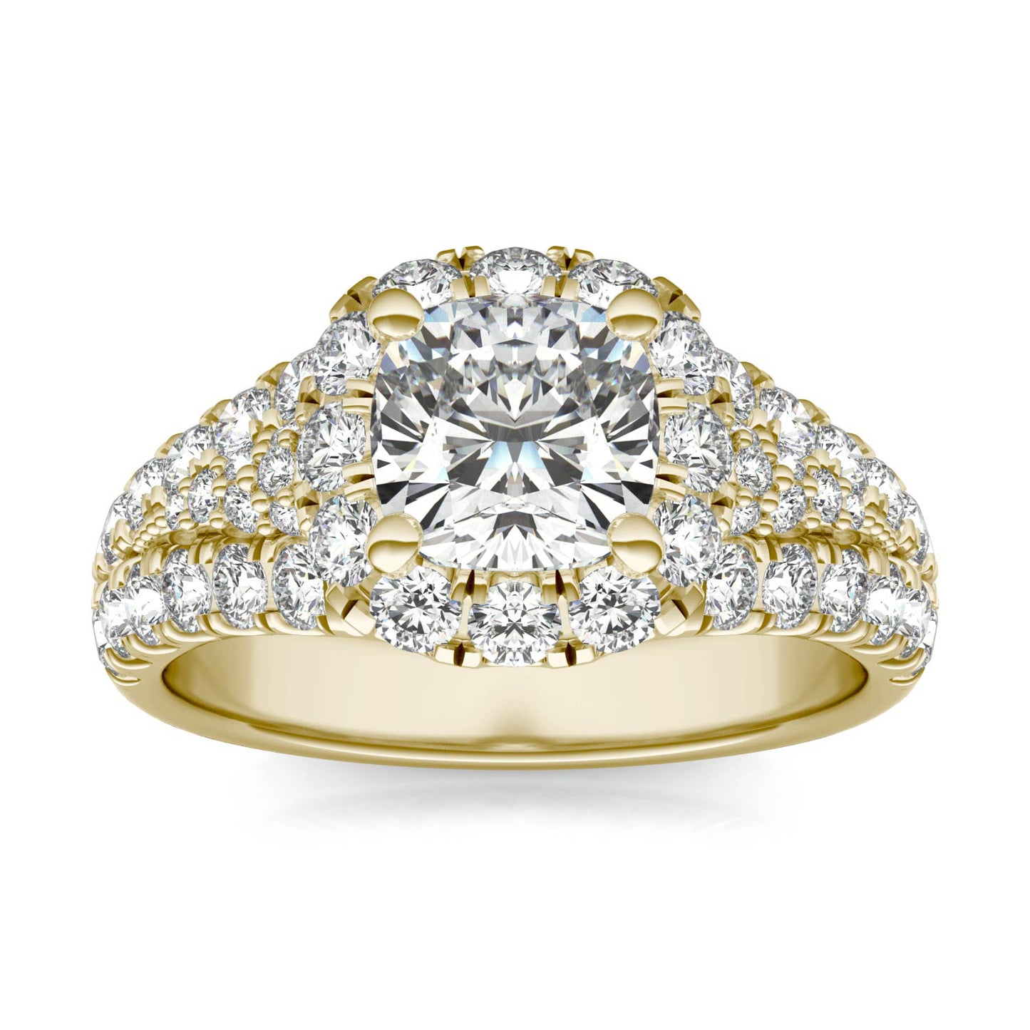 18K Yellow Gold 1.50CT LGD-E Round Brilliant Halo Ring Size 7.0